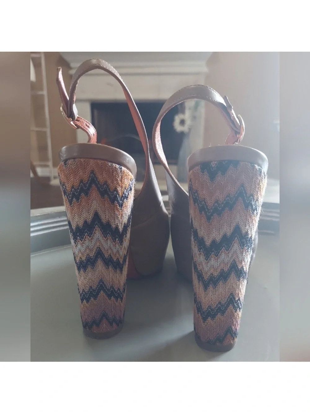 Missoni Multicolor Zigzag Platform Slingback Peep Toe Heels EU 36.5 6 1/2 in us